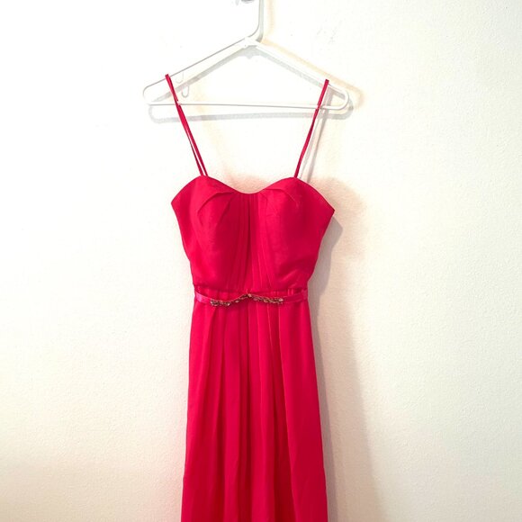 Evening Gown Fully Lined Design with Sequins Full Length  Pink  Size: S - Picture 4 of 10